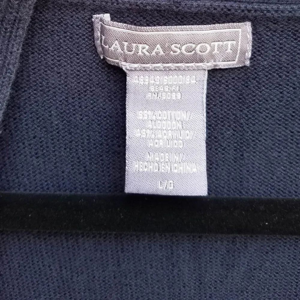 Laura Scott Navy Open Front Cardigan size Large - Picture 2 of 7